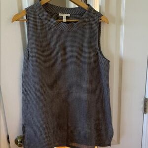 Eileen Fisher Checkered Gray Tank Top